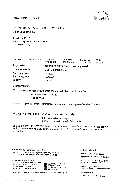 Моторное масло для MAN TIDAL POWER HDX 10W40 MAN