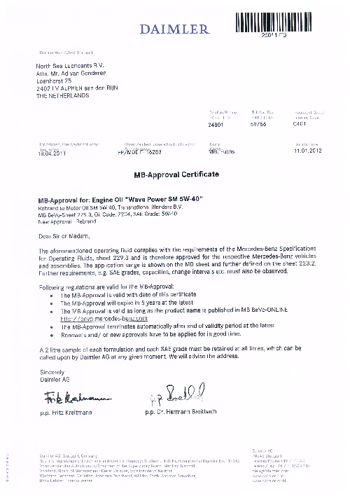 Моторное масло для Mercedes WAVE POWER SM 5W40