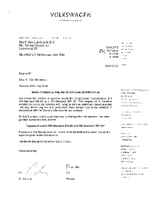 Моторное масло для VW WAVE POWER LL 5W30