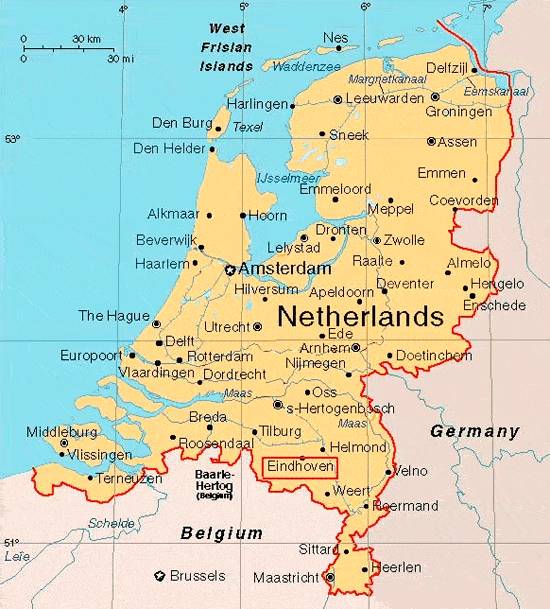 Карта Голландии